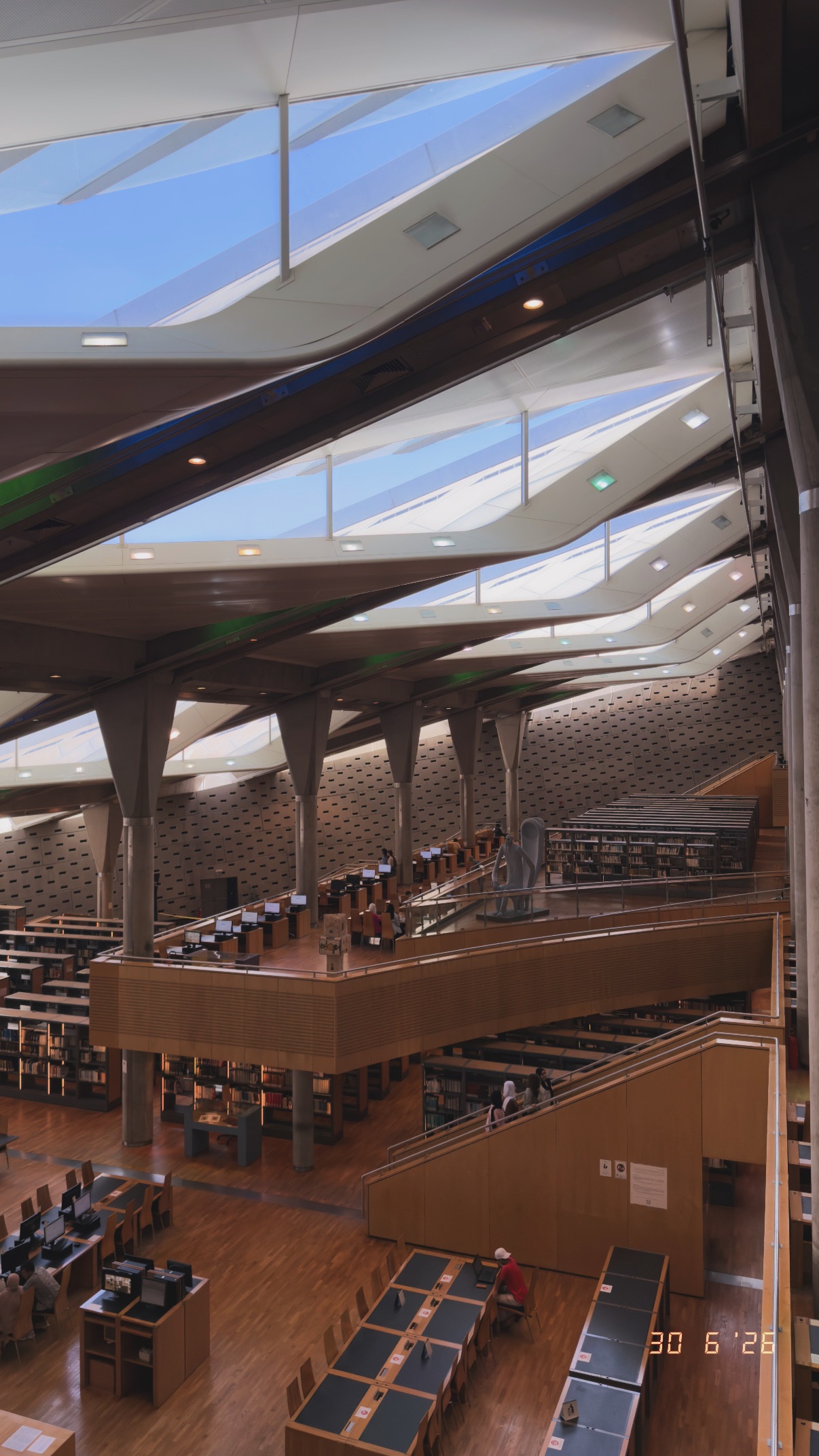 Light across the reading hall. Bibliotheca Alexandrina.