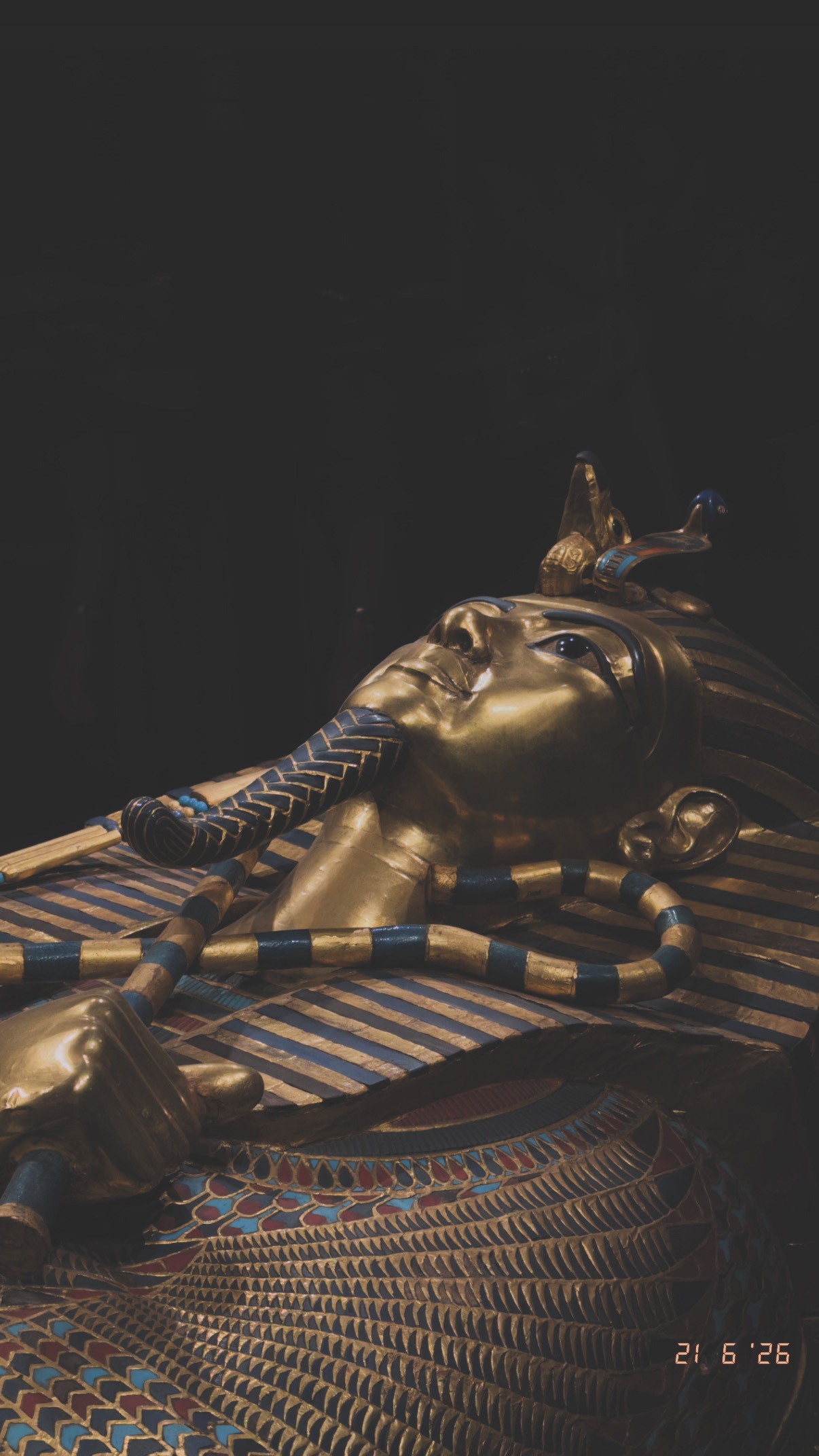 Profile of a gilded mask. Grand Egyptian Museum.