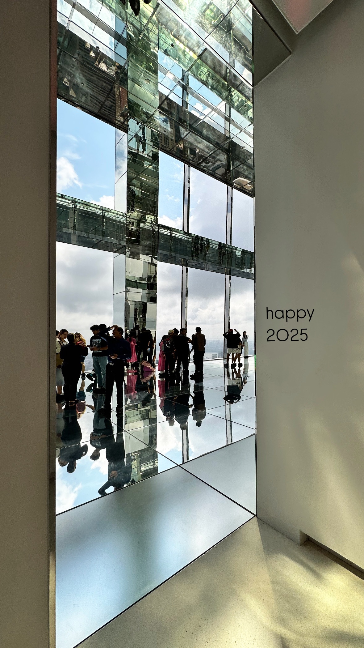 A transparent lobby. Midtown and Lower Manhattan.