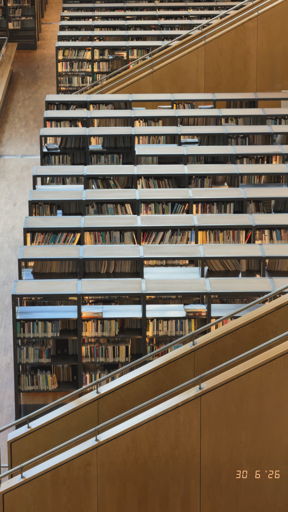 Books along the stair. Bibliotheca Alexandrina.