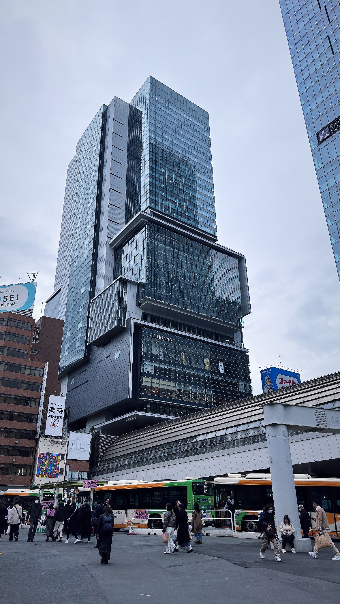 Stacked volumes at the crossing. Tokyo streets.
