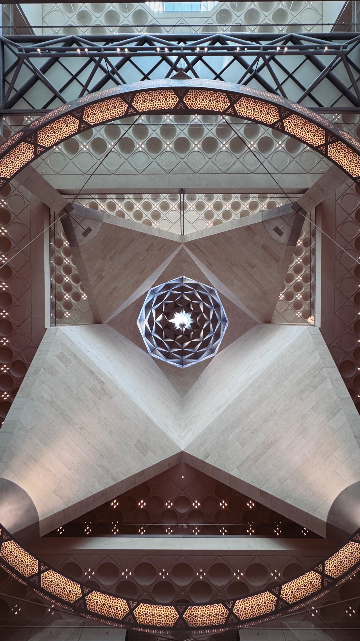 Looking up through the atrium. Museum of Islamic Art.