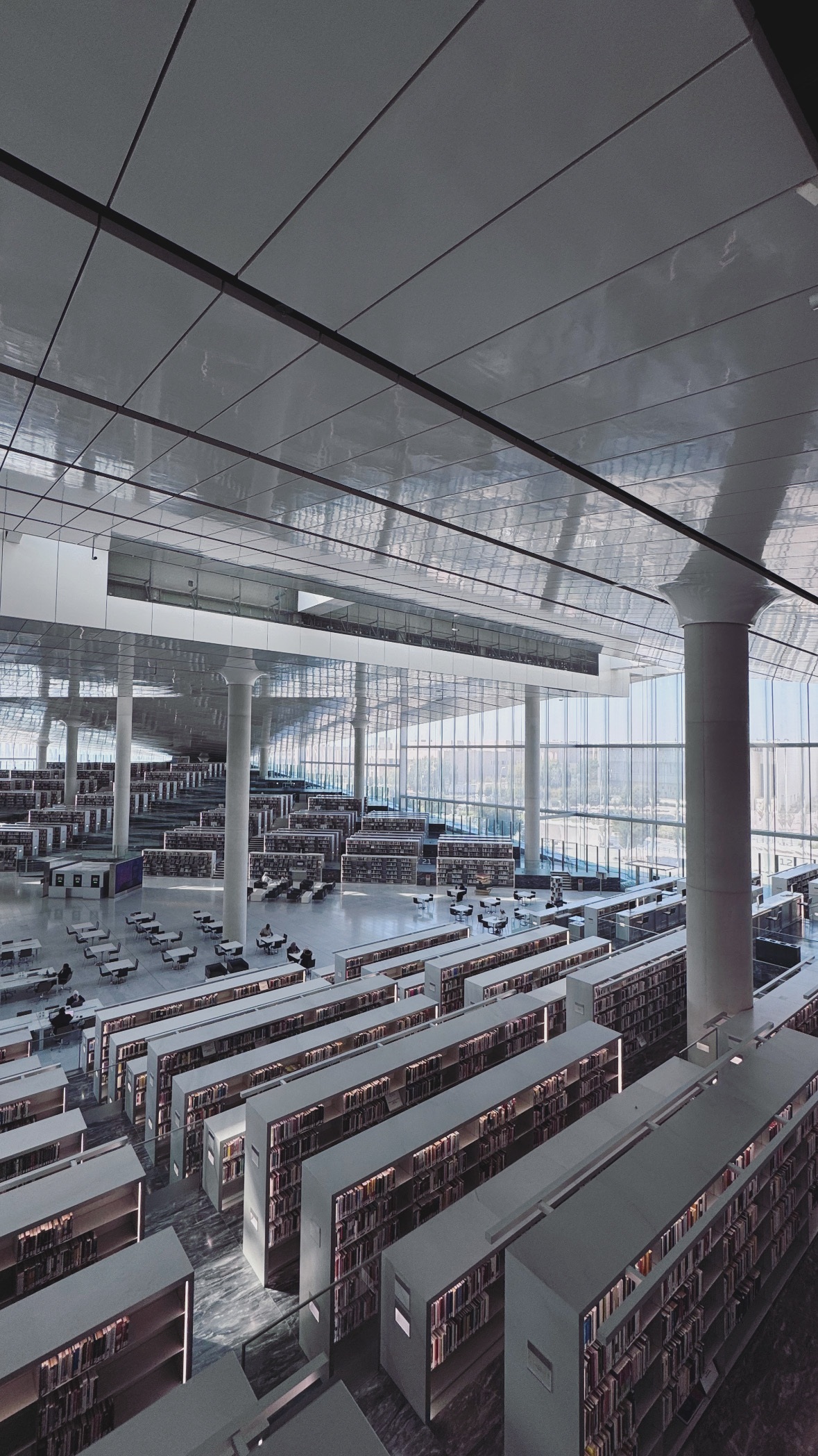 Shelves in monochrome. Qatar National Library.