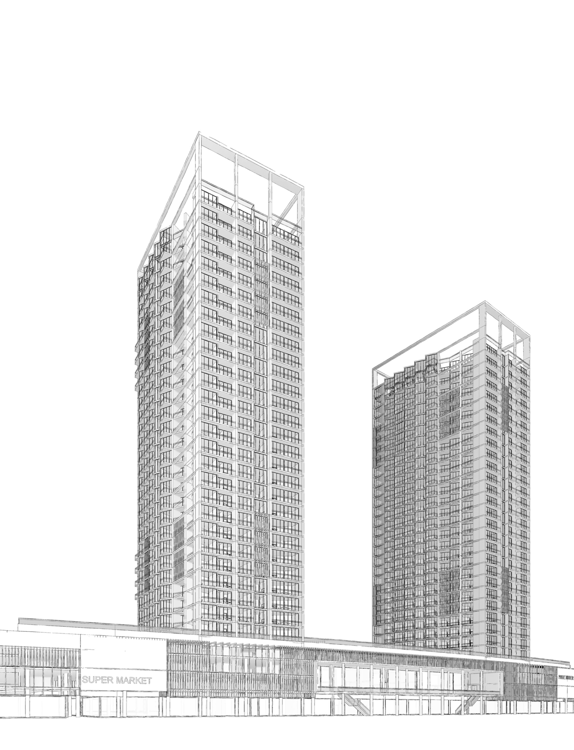 DAMAC Privé — Twin-tower elevation — early design