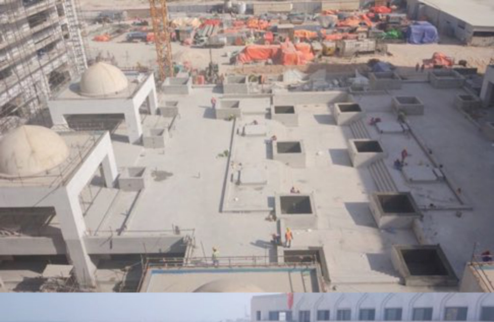 Dhofar Beach Hotel construction viewed from an upper level.