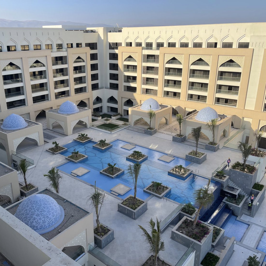 Dhofar Beach Hotel & Resort — Phase 1 courtyard at the November 2022 inspection milestone / SSH
