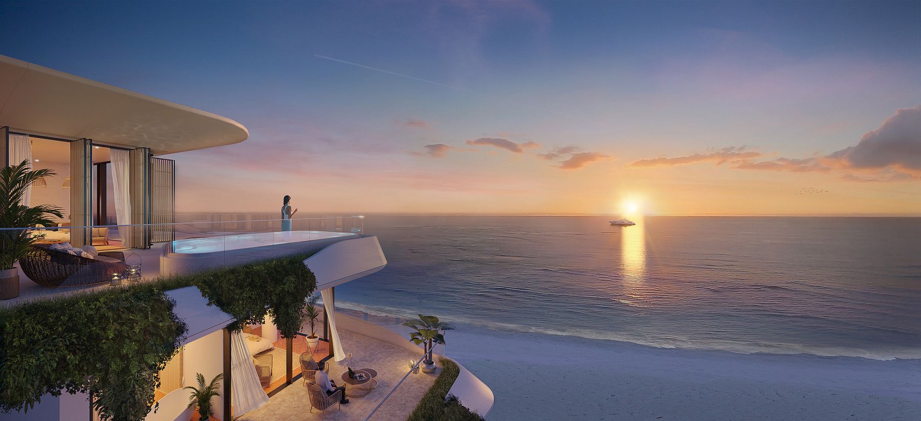SHA Emirates — Beachfront terrace design visualisation / BSBG