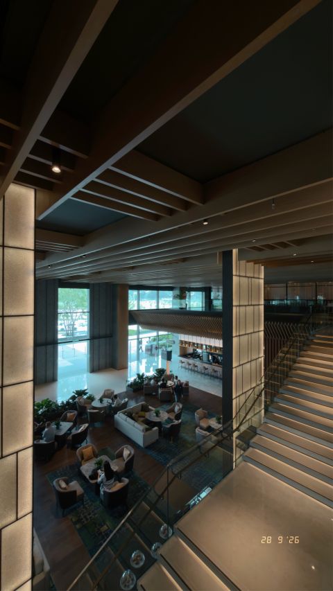 Looking down through the interior