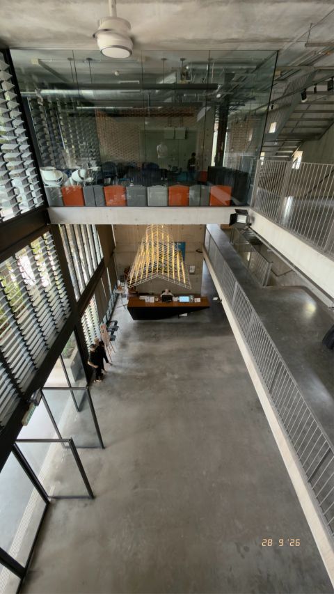 Looking through the central atrium